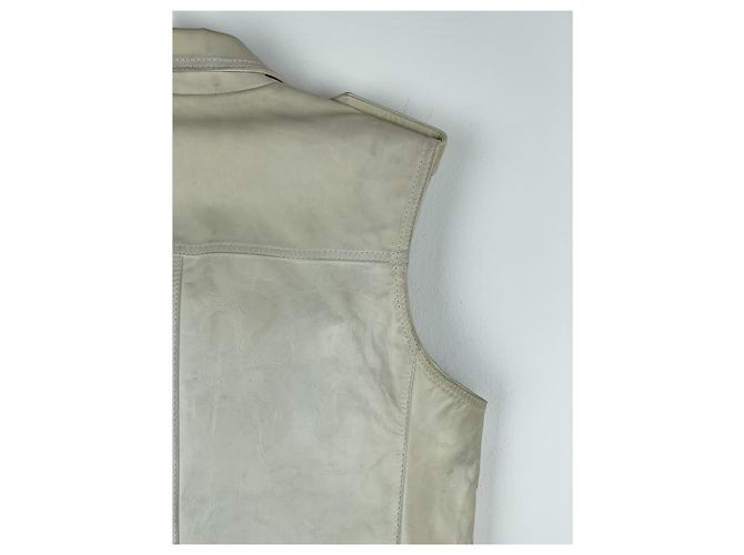 Ärmellose Leder-Motorradweste RAF von Raf Simons AW05 Weiß - Ansicht 13