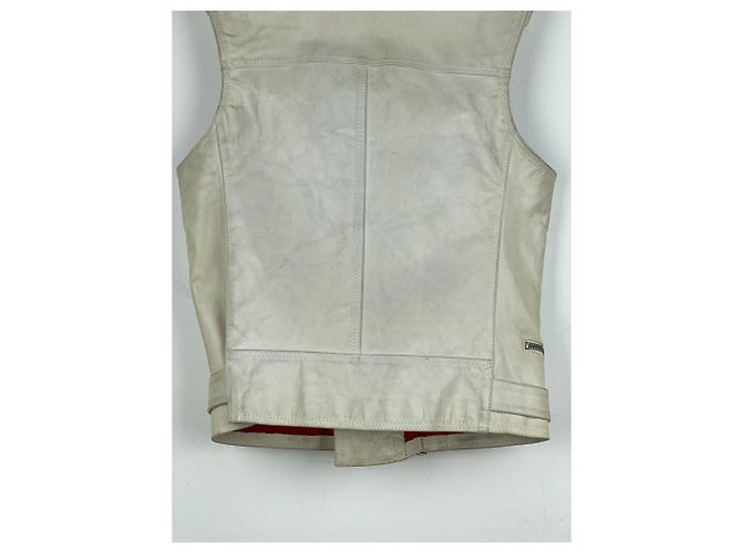 Ärmellose Leder-Motorradweste RAF von Raf Simons AW05 Weiß - Ansicht 14