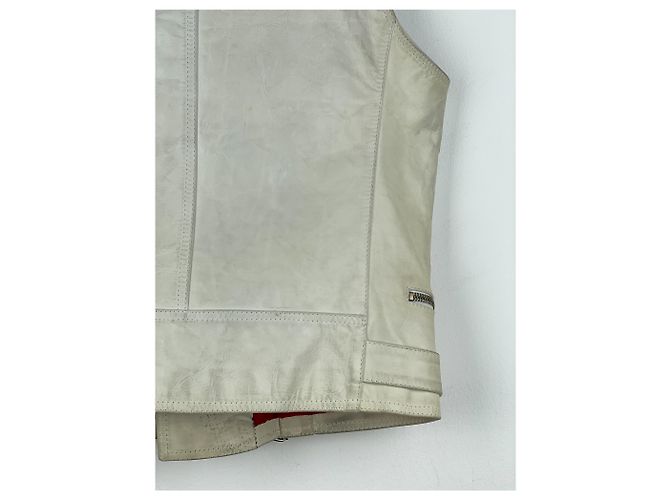 Ärmellose Leder-Motorradweste RAF von Raf Simons AW05 Weiß - Ansicht 15