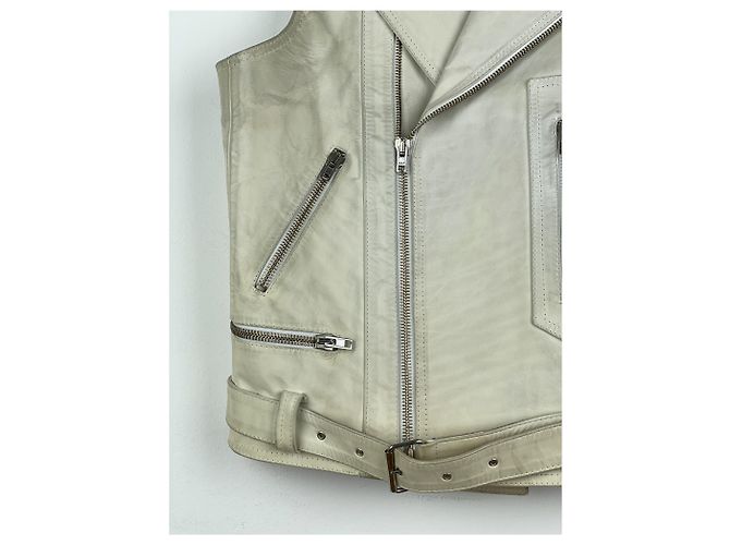 Ärmellose Leder-Motorradweste RAF von Raf Simons AW05 Weiß - Ansicht 6