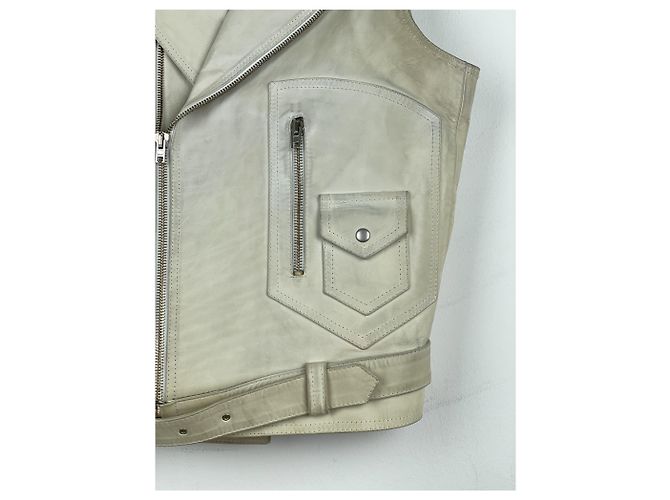 Ärmellose Leder-Motorradweste RAF von Raf Simons AW05 Weiß - Ansicht 7