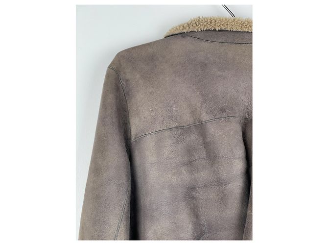 Jaqueta de couro shearling com cinto 'Gleam' de Rick Owens AW10 Marrom - vista 12