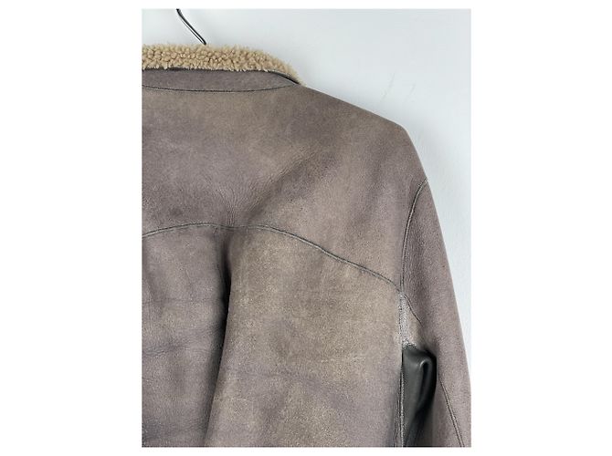 Jaqueta de couro shearling com cinto 'Gleam' de Rick Owens AW10 Marrom - vista 13