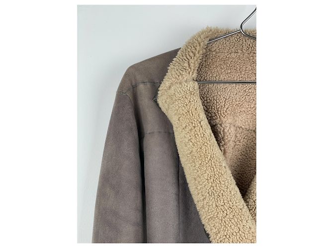 Jaqueta de couro shearling com cinto 'Gleam' de Rick Owens AW10 Marrom - vista 6