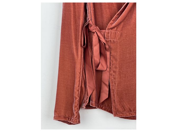 Rick Owens AW19 'Larry' Samt Kimono Blazer Jacke Rot - Ansicht 4