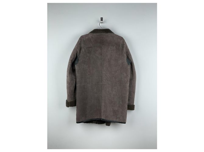 Rick Owens Sample Shearling Leather Coat Brown - view 2