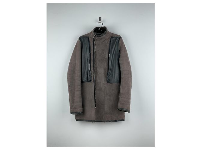Rick Owens Sample Shearling Leather Coat Brown - view 4