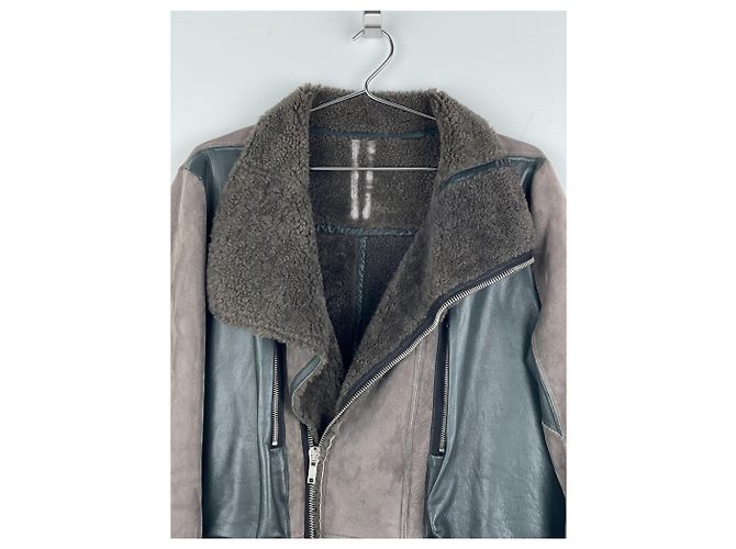 Rick Owens Sample Shearling Leather Coat Brown - view 6