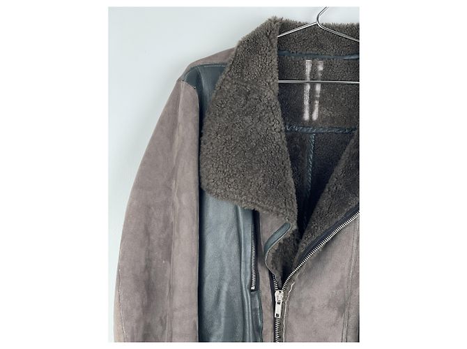 Rick Owens Sample Shearling Leather Coat Brown - view 7