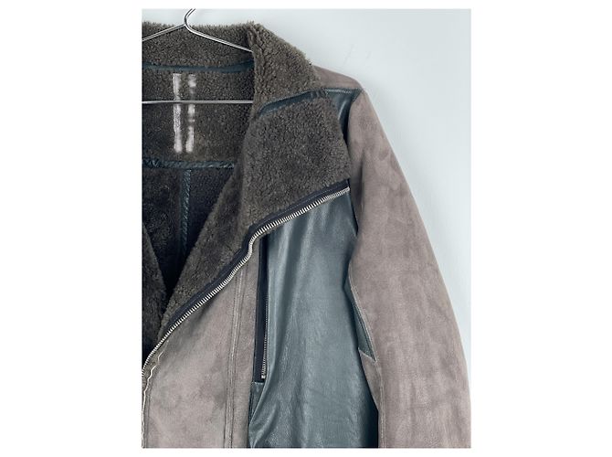 Rick Owens Sample Shearling Leather Coat Brown - view 8
