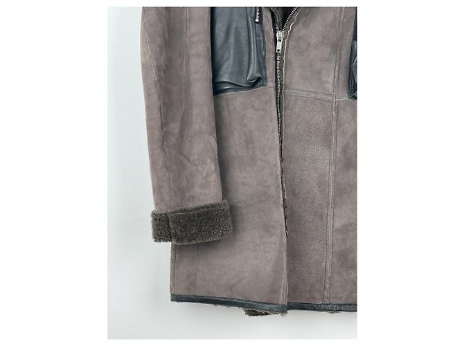 Rick Owens Sample Shearling Leather Coat Brown - view 9
