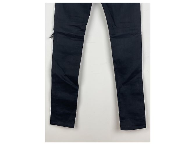 Saint Laurent D02 Distressed Knife-Cut Coated Denim Jeans - view 13