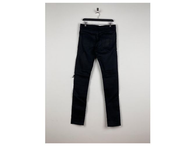 Saint Laurent D02 Distressed Knife-Cut Coated Denim Jeans - view 2