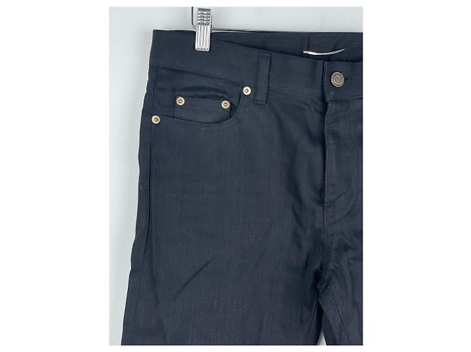 Saint Laurent D02 Distressed Knife-Cut Coated Denim Jeans - view 4
