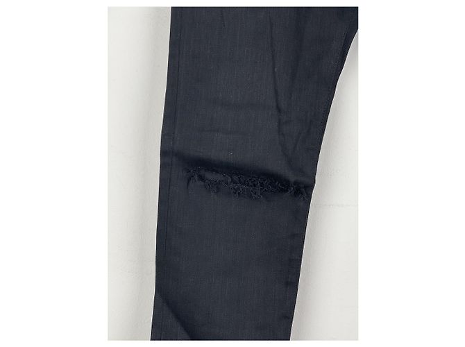 Saint Laurent D02 Distressed Knife-Cut Coated Denim Jeans - view 6