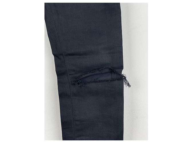 Saint Laurent D02 Distressed Knife-Cut Coated Denim Jeans - view 7