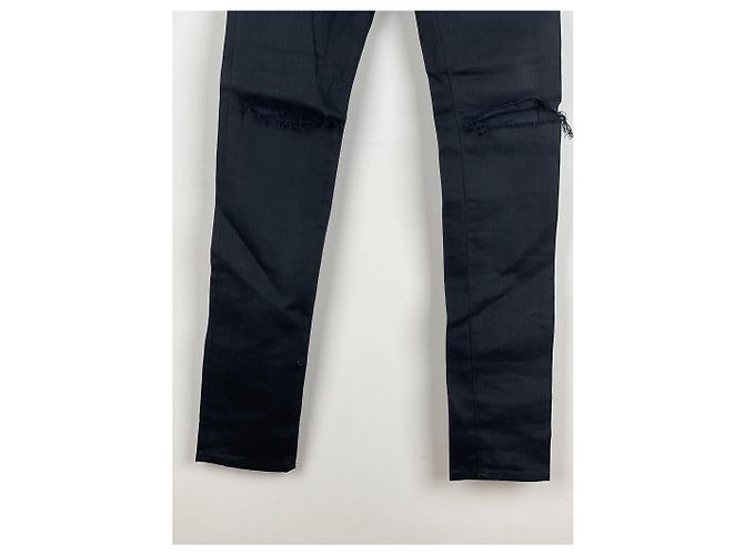 Saint Laurent D02 Distressed Knife-Cut Coated Denim Jeans - view 8
