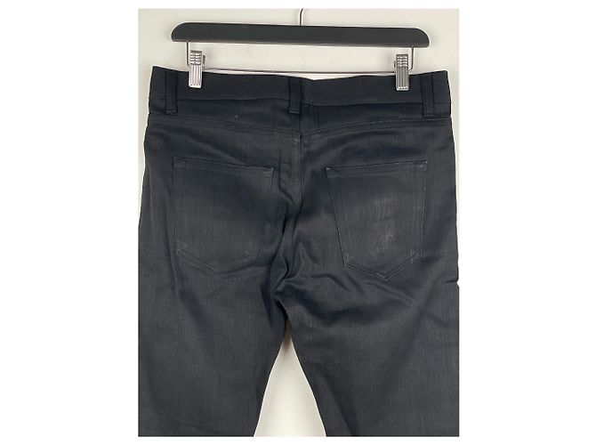 Saint Laurent D02 Distressed Knife-Cut Coated Denim Jeans - view 9