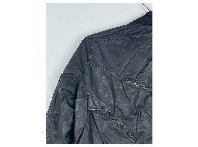 Chaqueta bomber de cuero drapeada 'Cyclops' SS16 de Rick Owens Negro - vista 12