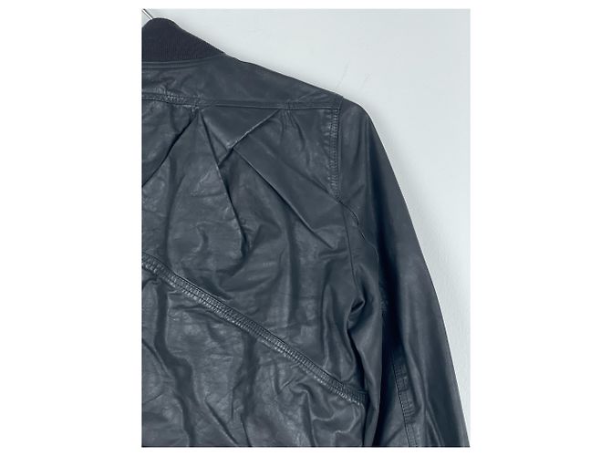 Chaqueta bomber de cuero drapeada 'Cyclops' SS16 de Rick Owens Negro - vista 13