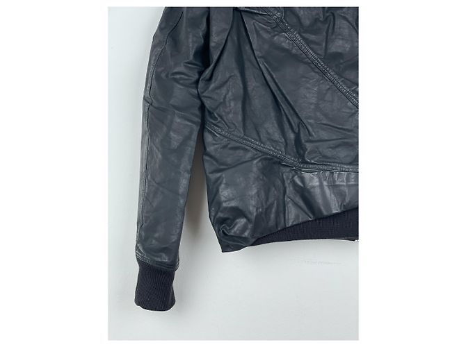 Chaqueta bomber de cuero drapeada 'Cyclops' SS16 de Rick Owens Negro - vista 14