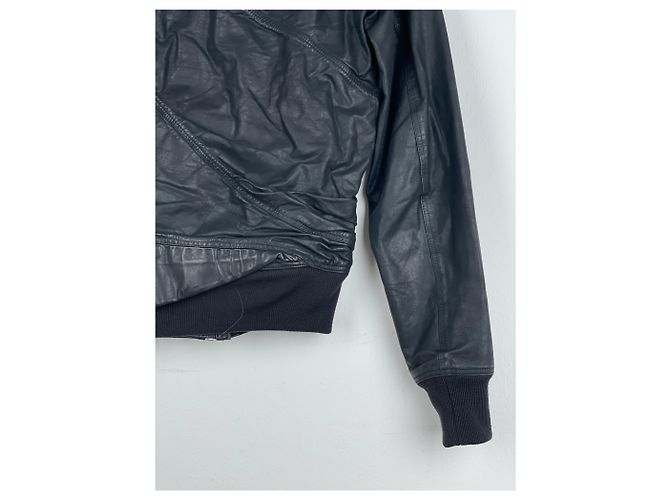 Chaqueta bomber de cuero drapeada 'Cyclops' SS16 de Rick Owens Negro - vista 15