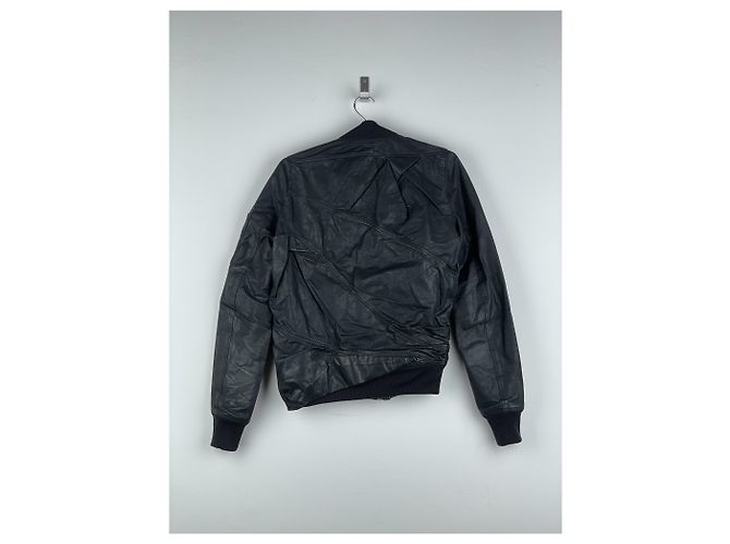 Chaqueta bomber de cuero drapeada 'Cyclops' SS16 de Rick Owens Negro - vista 2