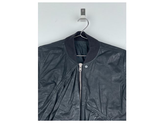 Chaqueta bomber de cuero drapeada 'Cyclops' SS16 de Rick Owens Negro - vista 3