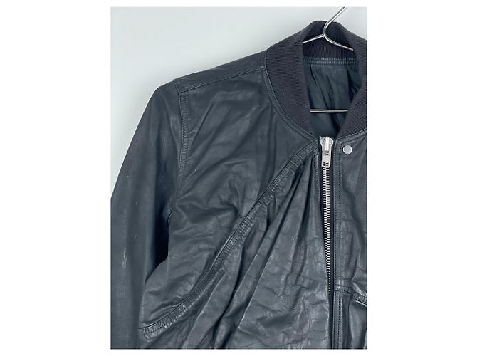 Chaqueta bomber de cuero drapeada 'Cyclops' SS16 de Rick Owens Negro - vista 4