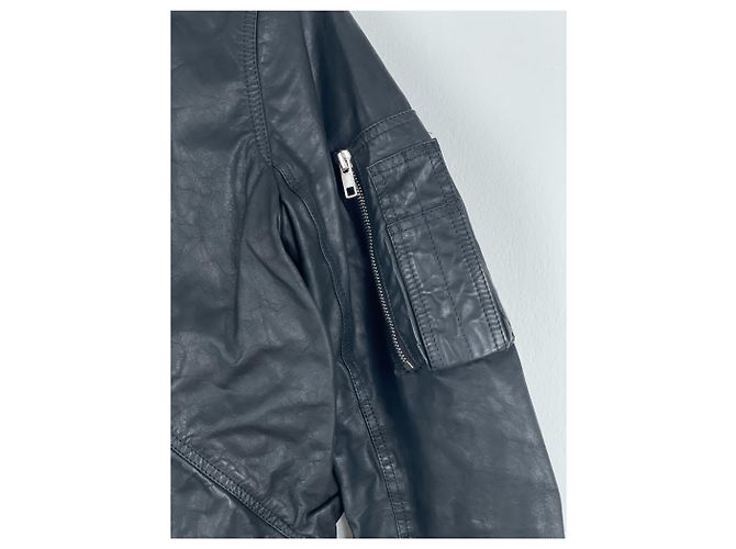 Chaqueta bomber de cuero drapeada 'Cyclops' SS16 de Rick Owens Negro - vista 6