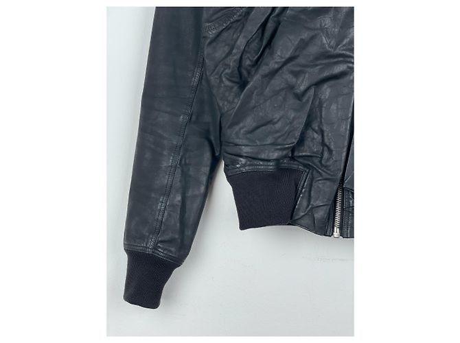 Chaqueta bomber de cuero drapeada 'Cyclops' SS16 de Rick Owens Negro - vista 7