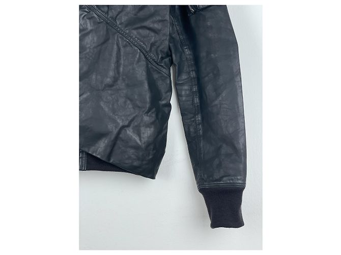 Chaqueta bomber de cuero drapeada 'Cyclops' SS16 de Rick Owens Negro - vista 8