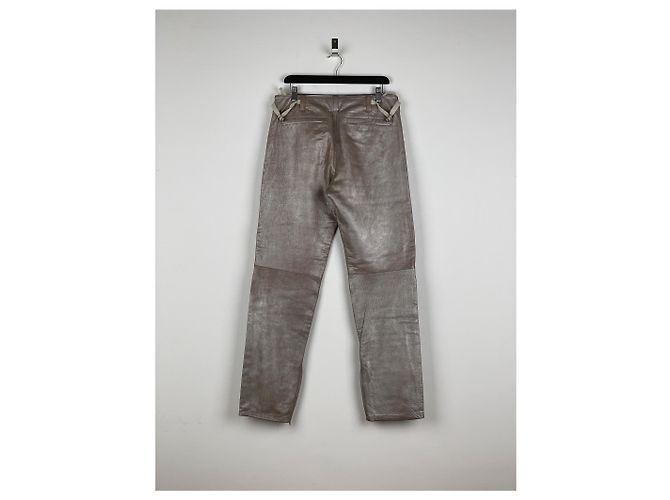 Helmut Lang AW99 Leder Astro Biker-Hose Silber - Ansicht 2