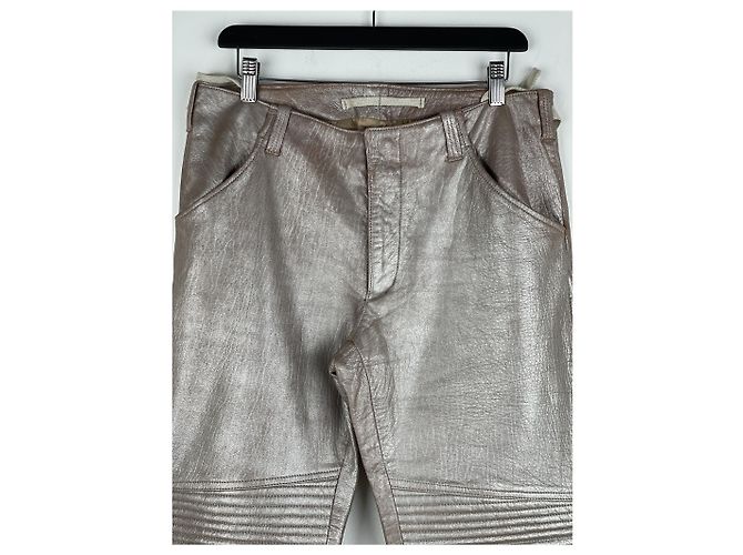 Helmut Lang AW99 Leder Astro Biker-Hose Silber - Ansicht 3
