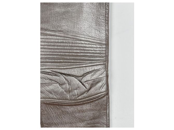 Helmut Lang AW99 Leder Astro Biker-Hose Silber - Ansicht 7