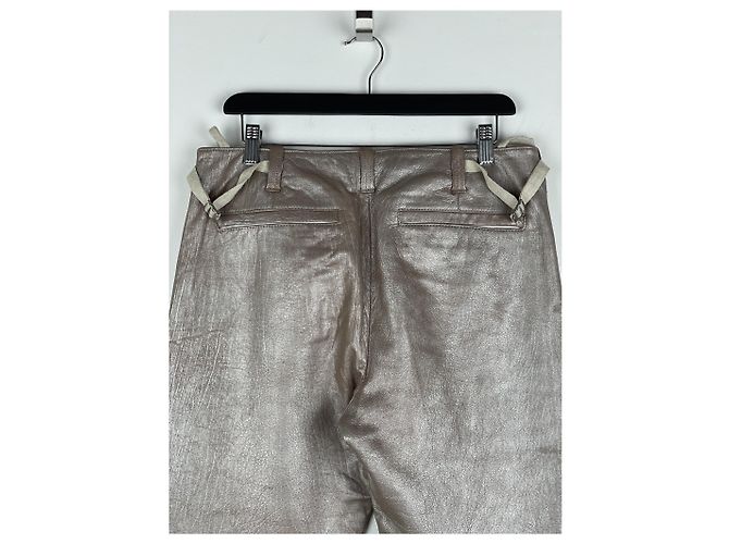 Helmut Lang AW99 Leder Astro Biker-Hose Silber - Ansicht 8