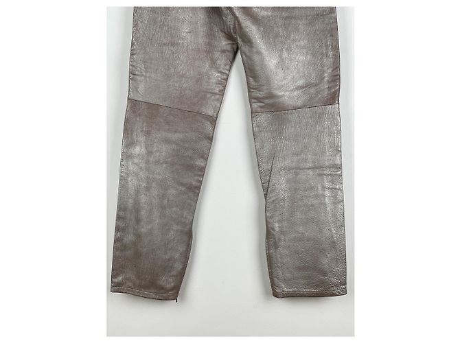 Helmut Lang AW99 Leder Astro Biker-Hose Silber - Ansicht 9