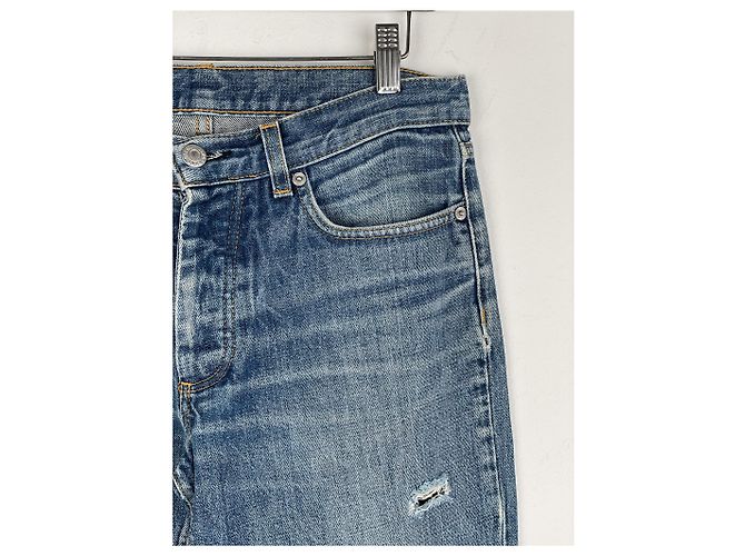 Helmut Lang 1990s Washed Distressed Denim Jeans Blue - view 5