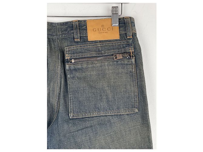 Gucci by Tom Ford SS02 Flared Sanded Bootcut Denim Jeans Blue - view 11
