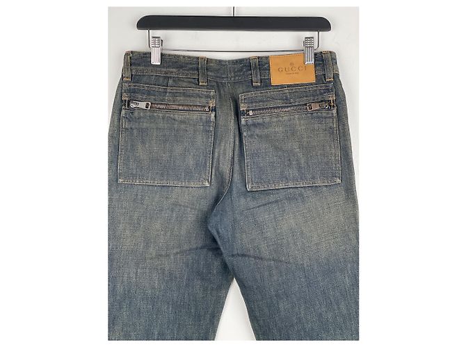 Gucci by Tom Ford SS02 Flared Sanded Bootcut Denim Jeans Blue - view 9