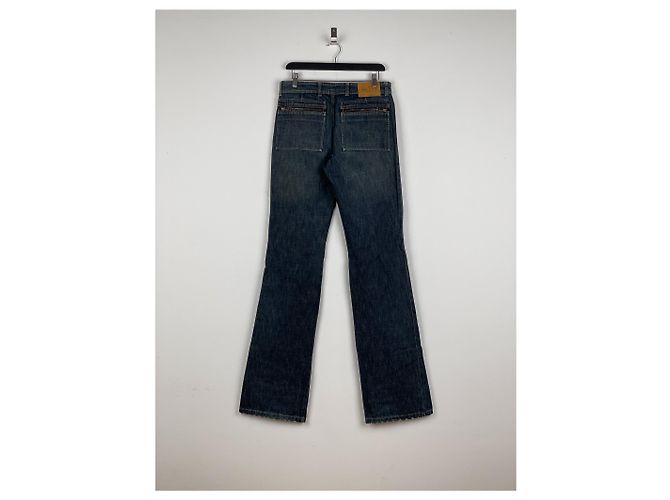 Gucci by Tom Ford SS02 Flared Sanded Bootcut Denim Jeans Blue - view 2