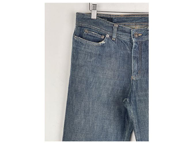 Gucci by Tom Ford SS02 Flared Sanded Bootcut Denim Jeans Blue - view 4