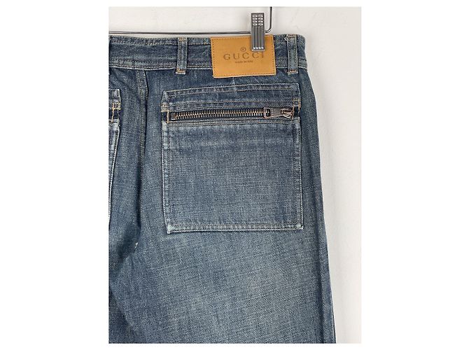 Gucci by Tom Ford SS02 Flared Sanded Bootcut Denim Jeans Blue - view 9