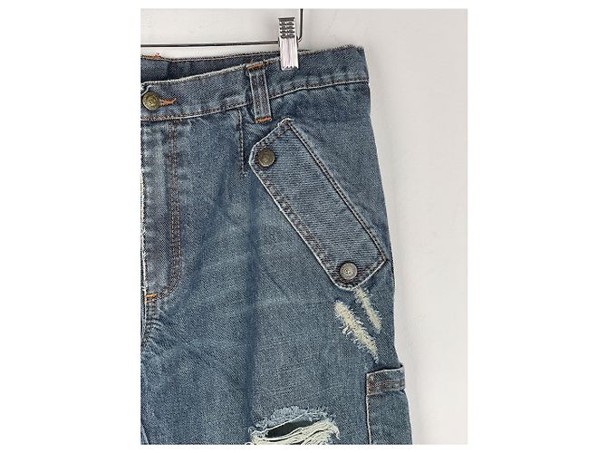 Dolce & Gabbana AW03 Double-Knie Denim Cargo-Hose Blau - Ansicht 6