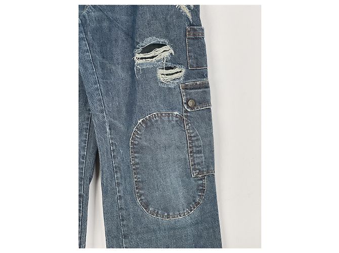 Dolce & Gabbana AW03 Double-Knie Denim Cargo-Hose Blau - Ansicht 7
