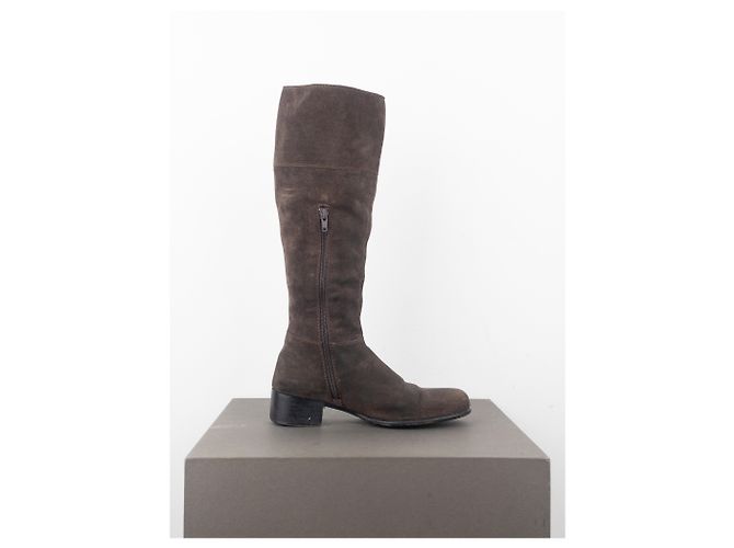 Prada Botas de montar cowboy de ante Miu Miu de los 2000 Castaño - vista 4