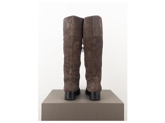 Prada Botas de montar cowboy de ante Miu Miu de los 2000 Castaño - vista 6