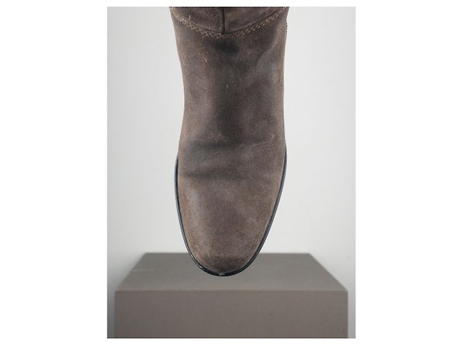 Prada Botas de montar cowboy de ante Miu Miu de los 2000 Castaño - vista 7