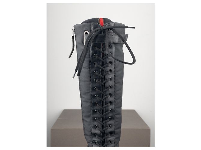 Prada 2000s Knee-High Boxing Racing Lace-Up Sneaker Boots - view 10