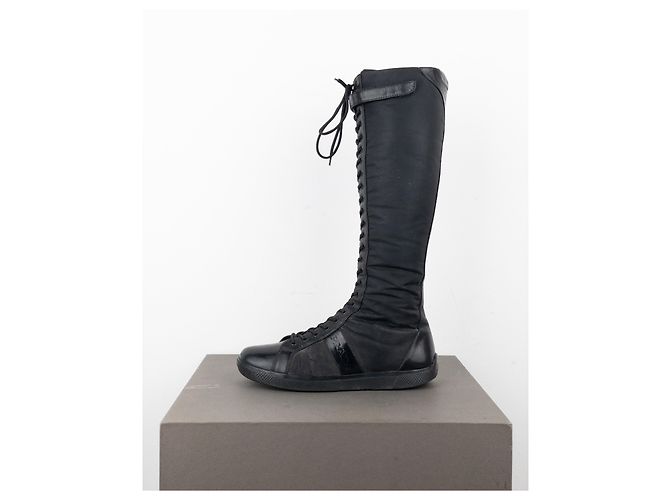 Prada 2000s Knee-High Boxing Racing Lace-Up Sneaker Boots - view 3